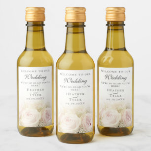 Hochzeitliche Rose Mini Weinflaschen Etiketten