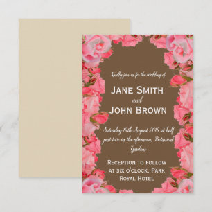 Hochzeitliche Rose mit blühender und brauner Lands Einladung