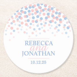 Hochzeitliche Rose Quarz Gelassenheit Blau Punkt U Runder Pappuntersetzer