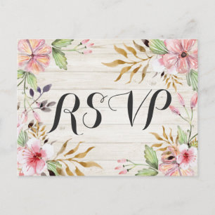 Hochzeitliche RSVP Antwort Wasserfarben Blume Rust Einladungspostkarte