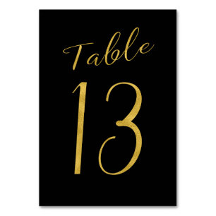 Hochzeitliche Tischnummer Gold Glitzer Schwarz ele