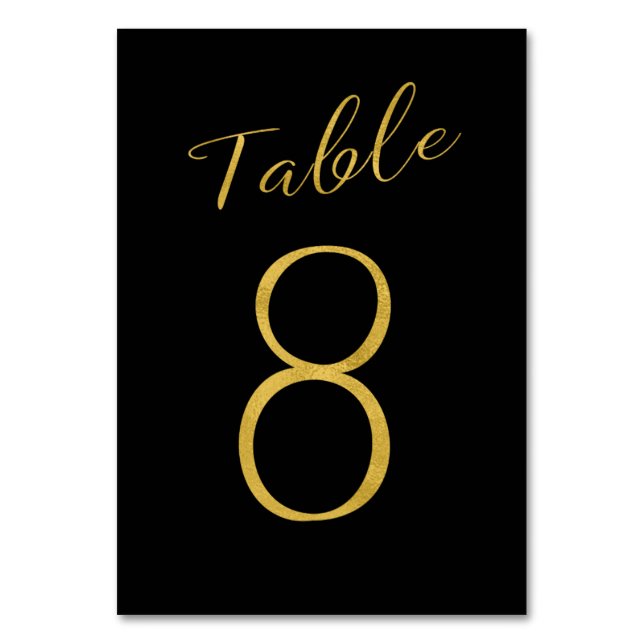 Hochzeitliche Tischnummer Gold Glitzer Schwarz ele (Vorderseite)