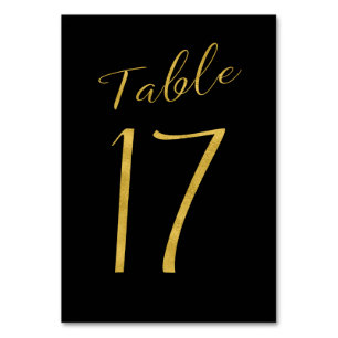 Hochzeitliche Tischnummer Gold Glitzer Schwarz ele