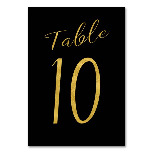 Hochzeitliche Tischnummer Gold Glitzer Schwarz ele (Vorderseite)