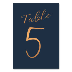 Hochzeitliche Tischnummer Kupfer Glitzer Marine el