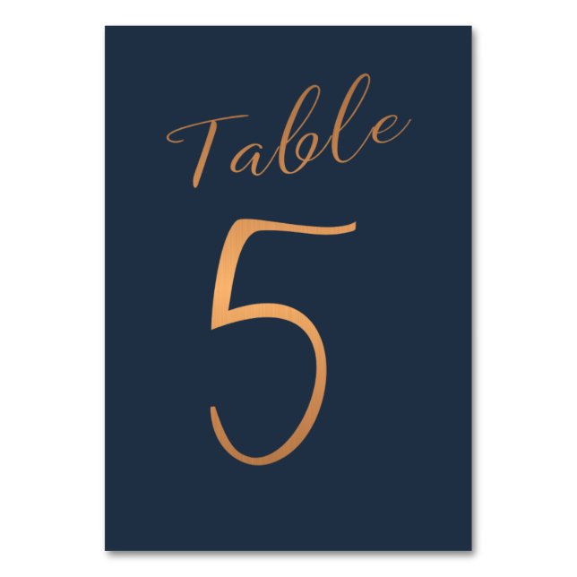 Hochzeitliche Tischnummer Kupfer Glitzer Marine el (Vorderseite)