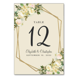 Hochzeitliche Tischnummer Rustikales Blumengold Bo