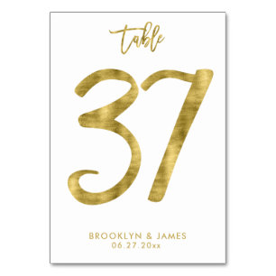 Hochzeitliche Tischnummern Gold Foil Effekt Nummer