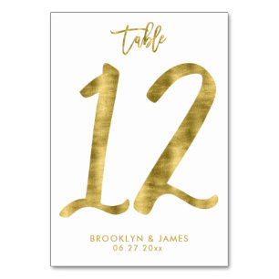 Hochzeitliche Tischnummern Gold Foil Effekt Nummer