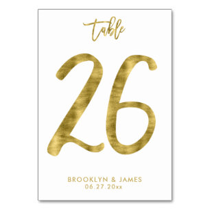 Hochzeitliche Tischnummern Gold Foil Effekt Nummer