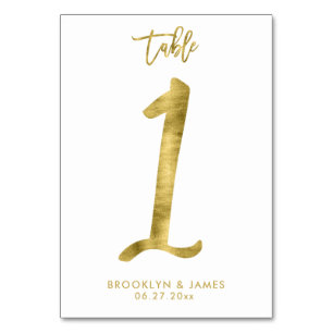 Hochzeitliche Tischnummern Gold Foil Effekt Nummer