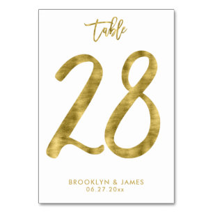 Hochzeitliche Tischnummern Gold Foil Effekt Nummer