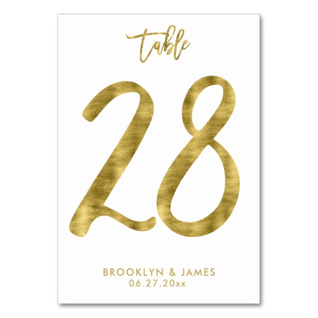 Hochzeitliche Tischnummern Gold Foil Effekt Nummer (Vorderseite)