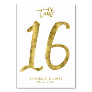 Hochzeitliche Tischnummern Gold Foil Effekt Nummer