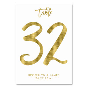 Hochzeitliche Tischnummern Gold Foil Effekt Nummer
