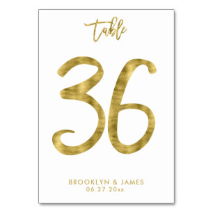 Hochzeitliche Tischnummern Gold Foil Effekt Nummer