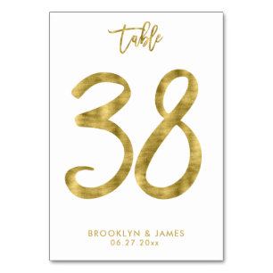Hochzeitliche Tischnummern Gold Foil Effekt Nummer
