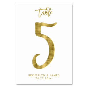 Hochzeitliche Tischnummern Gold Foil Effekt Nummer