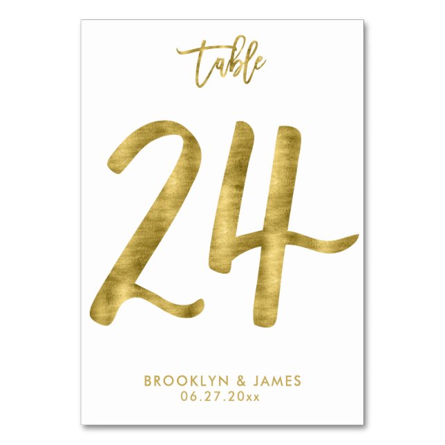 Hochzeitliche Tischnummern Gold Foil Effekt Nummer (Vorderseite)