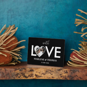 Hochzeitliche Verlobung - Schwarzes Foto Fotoplatte