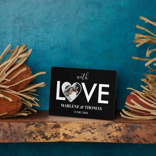 Hochzeitliche Verlobung - Schwarzes Foto Fotoplatte (Seite)