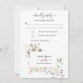 Hochzeitliche WILDBLUME GELB UND LILA Einladung