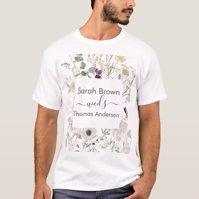 Hochzeitliche WILDBLUME GELB UND LILA T-Shirt (Vorderseite)