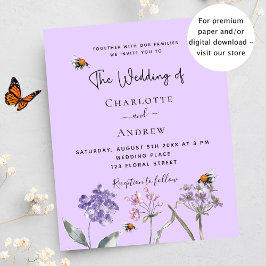 Hochzeitliche Wildblumen für Violett-Bienen Flyer