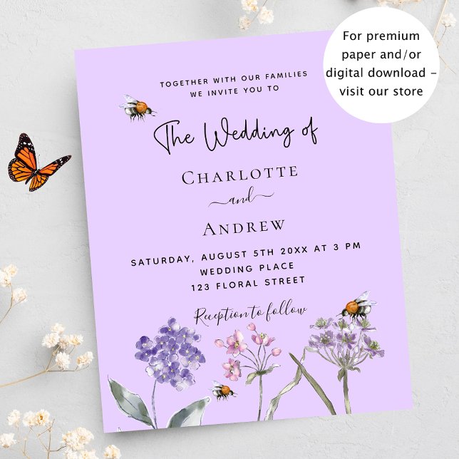 Hochzeitliche Wildblumen für Violett-Bienen Flyer (Von Creator hochgeladen)