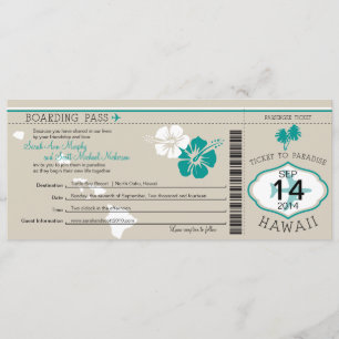 Hochzeitlicher Boarding nach Hawaii Einladung