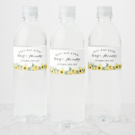 Hochzeitlicher Brautparty Empfang Sonnenblumengrün Wasserflaschenetikett