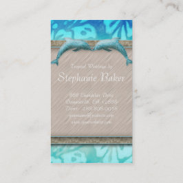 Hochzeitlicher Business Card Beach Dolphin Hibisku Visitenkarte