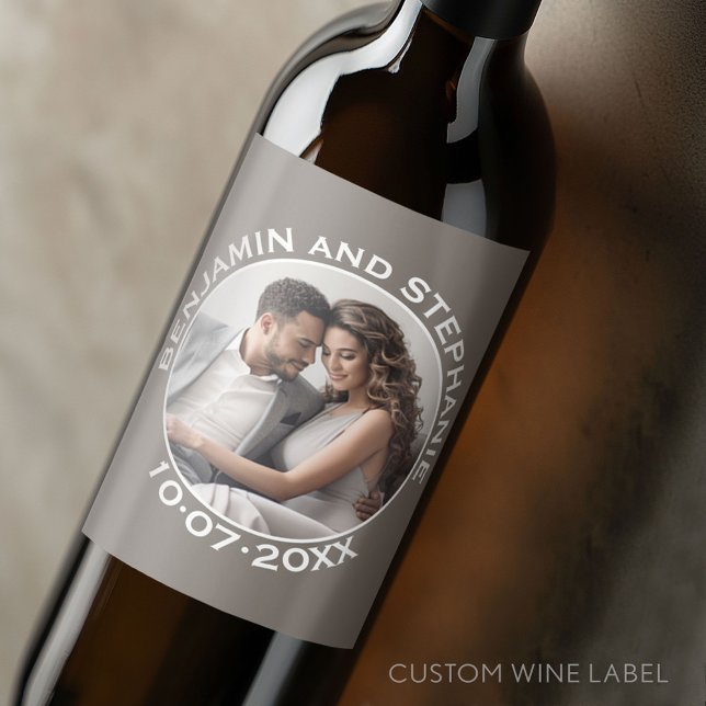 Hochzeitlicher Foto Individuelle Name und Jahr Weinetikett (Custom Wedding Anniversary Wine Label)