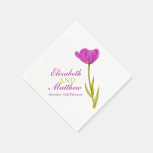 Hochzeitlicher Single lila Tulpenkunst mit dem Nam Serviette