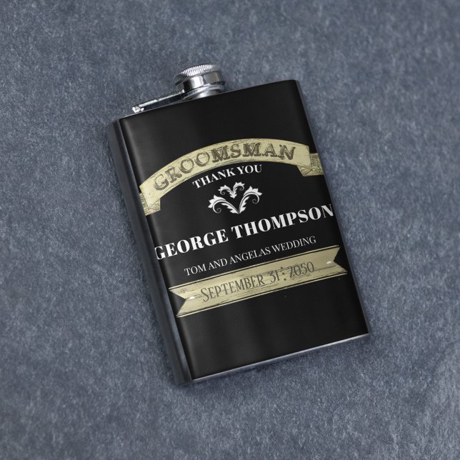 Hochzeitlicher Trauzeuge Vintag Classic Simple Flachmann (Groomsmen custom personalized flask)
