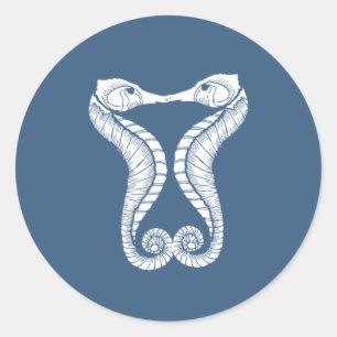 Hochzeitlicher Umschlag Aufkleber SEEPFERDE