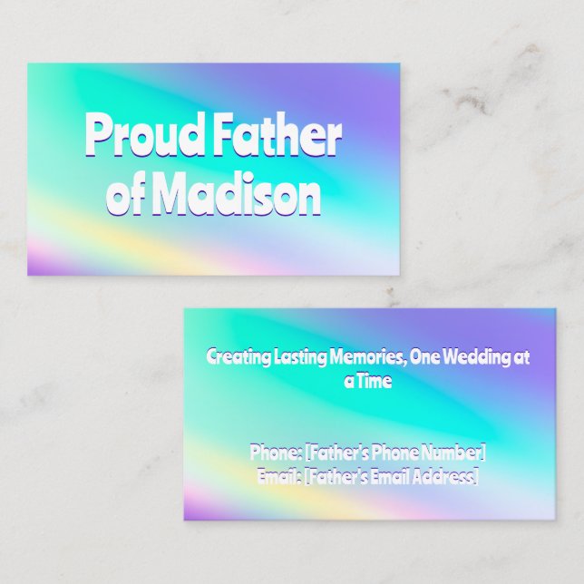 Hochzeitlicher Vater der Braut Telefonnummerkarte (Vorne/Hinten)