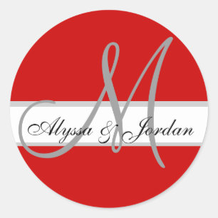 Hochzeitliches benutzerdefiniertes Monogramm und R Runder Aufkleber