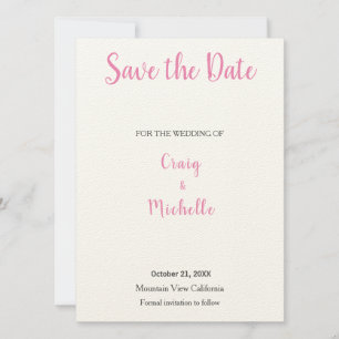Hochzeitliches Berufliches klassisches Rosa Minima Save The Date