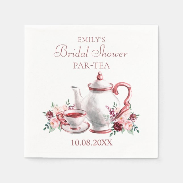 Hochzeitliches Brautparty Tea Party Serviette (Vorderseite)