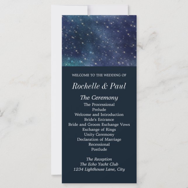 Hochzeitliches Celestial Star Night Navy Programm (Vorderseite)
