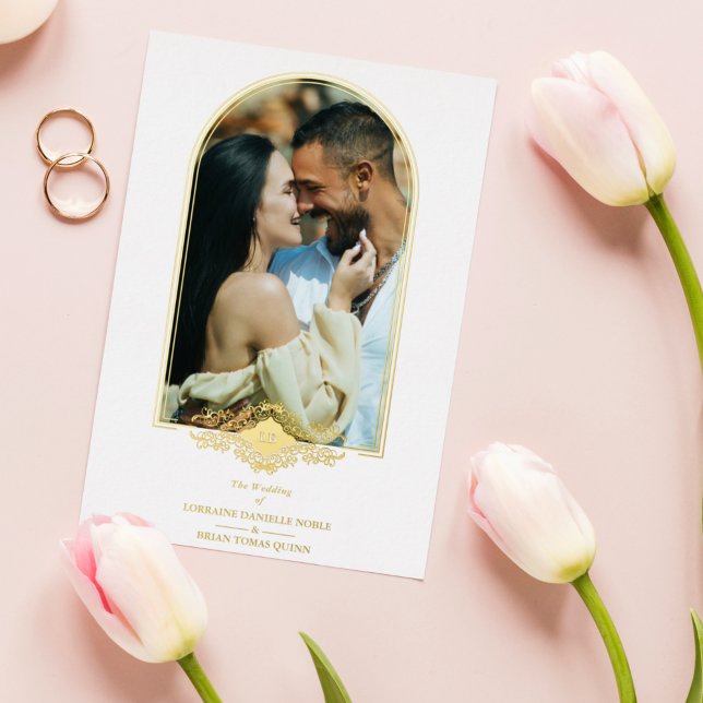 Hochzeitliches Extravagantes Goldenes Arch-Effekt- Folieneinladung (Von Creator hochgeladen)