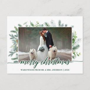 Hochzeitliches Foto Kalligrafie Weihnachtskieferng Postkarte