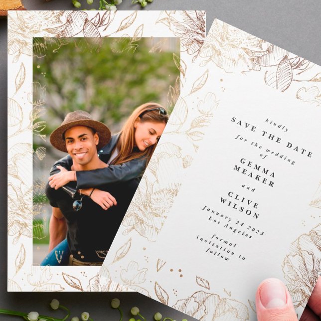 Hochzeitliches Foto mit hochwertigem, modernem Han Save The Date (Von Creator hochgeladen)