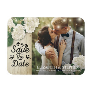 Hochzeitliches Foto Save the Date Hydrangeas Light Magnet