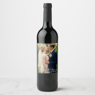 Hochzeitliches Foto Vielen Dank für Ihr Interesse Weinetikett