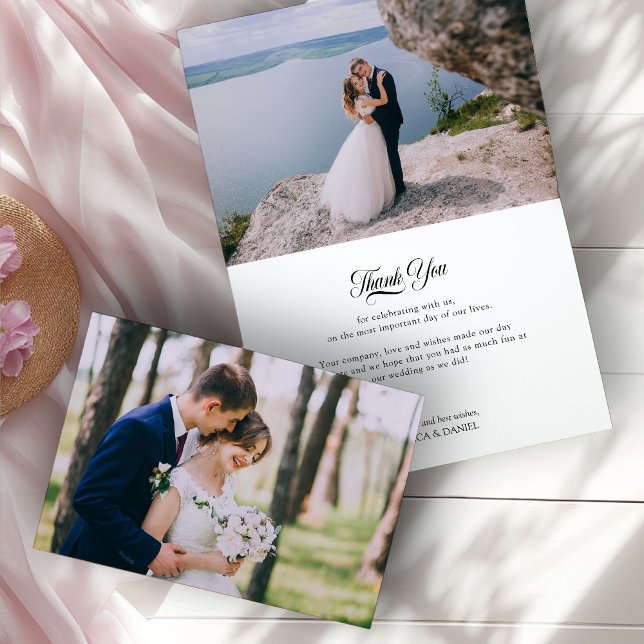 Hochzeitliches Foto Wildblume Garden Posy Monogram Dankeskarte (Wedding Photo thank you card from the Wildflower Garden Wedding Collection by Darling & May)