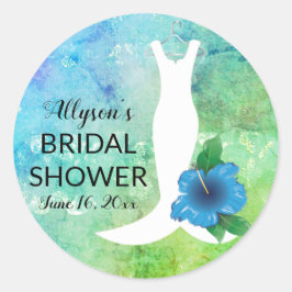 Hochzeitliches Gown Beach Themed Brautparty Runder Aufkleber