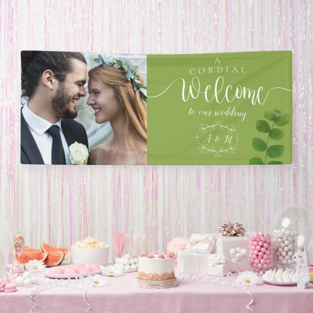 Hochzeitliches Grün-Chic-Foto Banner (Party)