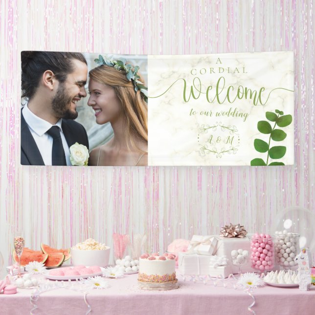 Hochzeitliches Grün-Chic-Foto Banner (Party)